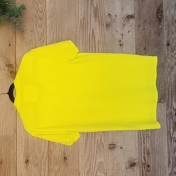 Express Men Yellow Fitted Pique Polo with Navy Blue Logo Size Medium - Picture 5 of 5